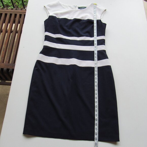 Lauren Ralph Lauren Womens Two-Tone Sleeveless Boat Neck A-Lined Dress Size 12 - Picture 9 of 9